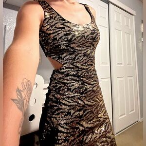 Small gold sequined trac dress